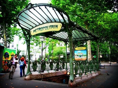 One of the elaborate Art Nouveau entrances to the Paris Metro system.