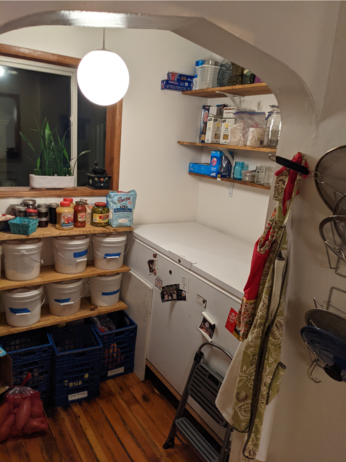 right side of the pantry. there are more shelves and a very large deep freezer.